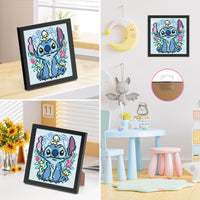 2 x Brand New RICUVED Stitch Diamond Painting Children Set with Frame, 5D DIY Cartoon Diamond Painting Pictures, 5d Diamond Painting with Frame Creative Gifts for Girls and Boys Home Wall Decor 18 x 18 cm - RRP €40.8