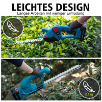 1 x RAW Customer Returns CHANGEMOORE 21V cordless hedge trimmer and cordless grass shears and shrub shears 2x2.5 Ah battery, 38cm dual-action blade, 23cm long shrub shears and 12cm wide grass shears, 2x charger  - RRP €138.14