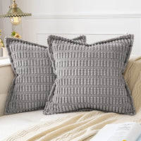 1 x Brand New MIULEE Decorative Corduroy Cushion Cover Square Sofa Cushions Super Soft Modern Home Pillowcase for Bedroom Living Room Office Chair 45x45 cm Set of 2 Light Gray - RRP €19.2