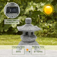 1 x RAW Customer Returns Yeomoo Solar Pagoda Garden Decoration for Outdoors Pagoda Solar Lantern Garden Figures Zen Garden Japanese Decoration for Living Room Balcony Terrace Gifts for Women Mom Waterproof Solar Lamp Garden Gray - RRP €54.99