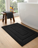 1 x RAW Customer Returns DEXI bath mat, non-slip, soft bathroom rug, water-absorbent, bath mat, machine washable, bath mat for shower, bathtub and toilet - black, 60 x 110 cm - RRP €45.37