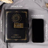 2 x RAW Customer Returns Constellation Leather Diary with Lock, Zodiac Sign Moon Sun Diary for Writing, B6 Notebook with Lined Paper for Women Men Black  - RRP €45.04