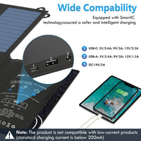 1 x RAW Customer Returns BigBlue 63W 19V Foldable Solar Charger Portable SunPower Solar Panel with 5V USB 19V DC Output USB-C Port - for Power Station, iPhone, Huawei, 12 V Battery for Boats RV - RRP €177.61