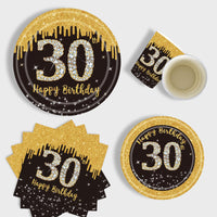 9 x Brand New POPOYU Black and Gold 30th Birthday Paper Cups Party Supplies Disposable Tableware Set Black and Gold Disposable Paper Cups for All Occasions 16 Pack  - RRP €59.85