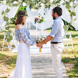 4 x Brand New Panelee 2 Pieces Wedding Party Decorations 1.6 x 6 m White Tulle Sheer Organza and 2 m Bridal Garland White Silk Fabric Flower Garland Wedding Decoration for Garden Arch - RRP €91.2