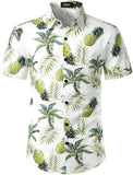 1 x RAW Customer Returns JOGAL Men s Hawaiian Shirt Casual Floral Short Sleeve White Turquoise XXXL - RRP €39.99