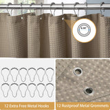 1 x RAW Customer Returns Waffle shower curtain with metal shower curtain rings fabric textile bathtub curtain anti-mold bathroom curtain set waterproof bathtub curtain heavy shower curtain bathroom - 182 x 214cm khaki  - RRP €32.05