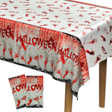 2 x Brand New PLULON Set of 2 Halloween Tablecloths 54 x 108 with Red Zombie Handprint Halloween Plastic Table Cover for Table Decoration Dinner Holiday Halloween Party Supplies - RRP €40.8