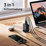 1 x RAW Customer Returns INIU 100W USB C Fast Charger, GaN 3 Ports Laptop Power Supply PD PPS Charger Fast Charger, Compact Space Saving, Adapter for MacBook iPad Pro Air, iPhone 15 14 Pro Max, Samsung S24 23 Ultra etc - RRP €40.33