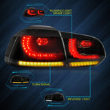 1 x RAW Customer Returns VLAND taillights for Golf 6 MK6 2008-2013 not for GTI Variant Cabriolet , taillights with streamer indicators, E-mark smoked  - RRP €269.0