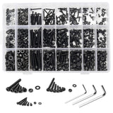 1 x RAW Customer Returns ZITFRI 1100pcs screw set M2 M3 M4 hexagon screws hex head button screws nuts and washers set, pan head screws carbon steel assortment kit with 3 Allen keys - RRP €21.17