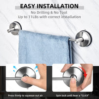 1 x RAW Customer Returns YOHOM 42.8 cm Towel Rail Suction Cup Bathroom Stainless Steel Towel Rack Suction Cup Extra Strong Tea Towel Rack Vacuum Bath Towel Rack No Drilling Bath Towel Rail Wall Mounted for Kitchen Bathroom Brushed - RRP €21.99