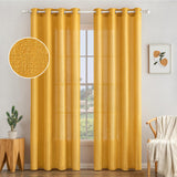 1 x RAW Customer Returns MIULEE Set of 2 Voile Curtains Sheer Linen Curtain with Eyelets Transparent Irregular Texture Curtain Eyelet Curtain Window Curtain Translucent for Bedroom, Gold, 280 x 140cm HXW  - RRP €41.23