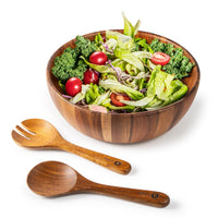 1 x RAW Customer Returns Bill.F Wooden Salad Bowl, 30cm Acacia Wood Salad Bowl Set, Large Salad Mixing Bowl with Servers, 3 Piece Large Salad Bowl Set - RRP €49.99