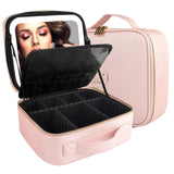 1 x RAW Customer Returns MOMIRA Travel Makeup Bag Cosmetic Bag with Lighted Mirror, Adjustable Brightness in 3 Color Scenarios, Waterproof Makeup Training Box, Gift for Women - Phosphor Pink - RRP €40.33