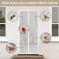 1 x RAW Customer Returns Fly screen balcony door, EGNBU insect protection door magnet, 90x200CM, mosquito net door without drilling, fly protection magnet curtain is ideal for patio door cellar door, easy adhesive installation, white - RRP €25.99