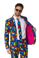 1 x RAW Customer Returns OFFSTREAM Men s Suit - Rainbow Hearts Suit Costume - Pride - Includes blazer, tie and trousers - RRP €40.28