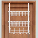 1 x RAW Customer Returns ENONCI Over The Door Hook Hanging Rack Organizer with for Storage, Black Wire Basket for Organizer 2 Basket, White  - RRP €28.99