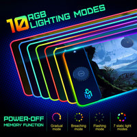 1 x RAW Customer Returns GIM RGB Gaming 15W Wireless Fast Charging Mouse Pad XXL Mousepad 800 x 300 x 4cm, Star Motif, LED, Waterproof, Gaming Mouse Pad Starry Sky  - RRP €40.33