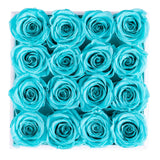 6 x Brand New Yamonic Eternal Real Roses in a Box, Rose Box Gifts for Her, Romantic Gifts for Her, Gift Box for Her Woman Mother Friend 16 Blue Roses, Square White Box  - RRP €494.7