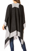 1 x Brand New Sakkas 1927 - Avi Womens Open Front Poncho Wool Cardigan Ruana Cape Scarf W Fringe - White - OS - RRP €30.99