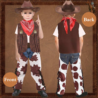 1 x RAW Customer Returns UPZAI Carnival Cowboy Costume Children Cowboy Hat Costume Set with Hat Neckerchief Vest Pants - Cowboy Outfit Boys for Carnival Theme Party Cosplay M  - RRP €11.54