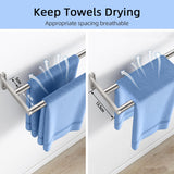 1 x RAW Customer Returns YUMORE Double Towel Rack 60CM 24IN Stainless Steel Bathroom Towel Rack 2 Arm Towel Holder Wall Towel Organizer for Bathroom Kitchen Toilet, Brushed - RRP €29.99