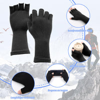 1 x Brand New SPOKKI 2 Pairs Fingerless Gloves Women, Knitted Half Finger Gloves Mittens Warm Gloves for Indoor and Outdoor Activities Black  - RRP €27.6