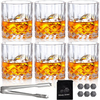 1 x RAW Customer Returns Whiskey Glasses Set of 6 Vintage Whiskey Glasses 300ml Crystal Glass Tumblers Drinking Glasses Scotch Bourbon Brandy Rum Cocktail Home Bar Party - RRP €30.24