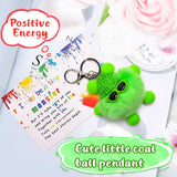 1 x Brand New xinrongda Plush Keychain with Briquette Pendant, Pompoms Keychain with Positive Card, Cute Plush Toy for Decoration Green  - RRP €22.8