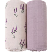 1 x RAW Customer Returns LifeTree Baby Muslin Swaddle Blanket Cloths - 2 Pack 120x120cm Organic Cotton Baby Swaddle Cloths for Boys and Girls, Lavender Mauve - RRP €27.94