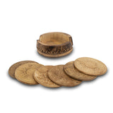 1 x RAW Customer Returns Handmade Wooden Drinks Coasters 6 Pack with Coaster Holder for Drinks Glasses Tea Cup Coffee Mug Natural Protection from Spills and Stains 10cm - RRP €14.78