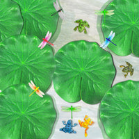 1 x Brand New YUE QIN 22 pieces pond decoration 10 pieces simulation lotus leaf 6 artificial dragonfly and 6 artificial frog for fish vivarium pool pond decoration aquarium - RRP €6.29