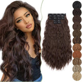 1 x RAW Customer Returns SEGO 5pcs Clip-in Extensions Like Human Hair Hair Extensions Curly Wavy 60cm for Full Head 250g Dark Brown - RRP €18.0