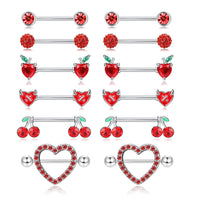 1 x RAW Customer Returns Kakonia 6 Pairs 14G Nipple Piercing for Women 316L Stainless Steel Heart Butterfly Moon CZ Flower Barbell Nipple Rings Set Cute Nipple Piercing Jewelry - RRP €21.67