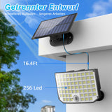 1 x RAW Customer Returns Solar lamps for outdoor use, Kagoling 256 LED 3 modes solar light outdoor with motion detector, IP65 waterproof 180 lighting angle solar wall light outdoor with 5m cable for garden, yard, garage - 1 piece - RRP €22.61