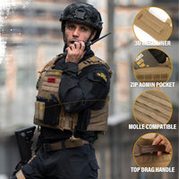 1 x RAW Customer Returns OneTigris FYR Plate Carrier, Tactical Plate Carrier Quick Release System Airsoft Vest, Adjustable MOLLE Plate Carrier Chest Protector for Paintball Police Airsoft Coyote Brown  - RRP €99.99