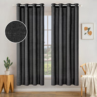 1 x Brand New MIULEE Set of 2 Voile Curtain Sheer Linen Curtain with Eyelets Transparent Irregular Texture Curtain Eyelet Curtain Window Curtain Translucent for Bedroom Black 160 x 140 cm H x W  - RRP €33.51