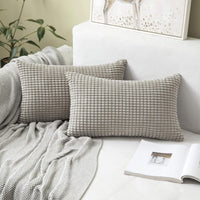 1 x RAW Customer Returns MIULEE Set of 2 Cushion Covers Corduroy Decorative Pillow Case Sofa Cushion Decorative Couch Cushion Pillow Cover Soft for Living Room Bedroom 16x24 inch 40x60 cm Light Grey - RRP €19.99