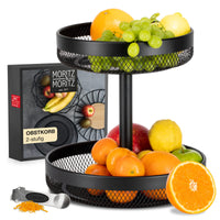 1 x RAW Customer Returns Moritz Moritz Black Metal Fruit Stand - Modern Black Fruit Bowl - Black Fruit Basket for storing Fruit, Vegetables and Bread - RRP €35.1