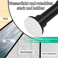 1 x RAW Customer Returns Black shower curtain rod without drilling made of stainless steel, extendable spring tension rod, rust-proof and non-slip, 70 to 195 cm telescopic rod for your bathtub - RRP €23.18