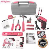 1 x RAW Customer Returns Hi-Spec 35-piece pink DIY tool set with rechargeable USB cordless screwdriver. For repairs and maintenance in a practical tool case - For women and girls - RRP €37.3