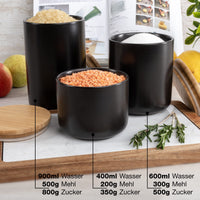 1 x RAW Customer Returns Moritz Moritz 3x storage jars black 400-900 ml - can be written on - 3x ceramic biscuit jars with bamboo lid - ceramic storage jar - RRP €31.61