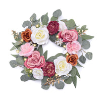 1 x RAW Customer Returns Valery Madelyn 45.7cm spring door wreath, artificial flower wreath, eucalyptus spring wreath summer wreath with LED light, door wreath wall wreath for front door window wall wedding party - RRP €17.76