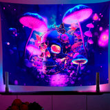 5 x Brand New HYSENM Blacklight Tapestry UV Reactive Tapestries Psychedelic Cat Butterfly Wall Hanging Aesthetic Wall Decoration for Bedroom Living Room Christmas Halloween Birthday Party - RRP €102.0