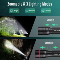 1 x RAW Customer Returns GEARLITE LED Mini Rechargeable Flashlight, 2000 Lumens, Extremely Bright with 3 Modes, Zoomable, Long Running Time, IP65 Waterproof Flashlight for Camping, Fishing, Outdoor Pack of 2  - RRP €15.99