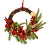 1 x RAW Customer Returns GlobaLink Christmas wreath 30cm battery with 20 LEDs, door wreath Christmas warm white 8 modes, Christmas decoration indoor with LED lighting for front door, wall, window, living room, bedroom stair railing - RRP €26.62