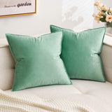 1 x RAW Customer Returns MIULEE Set of 2 Velvet Cushion Covers Flange Cushion Cover Decorative Sofa Cushions Decorative Cushion Wrapped Edge Cushion Covers Decorative Cushion Cover for Sofa Living Room Bedroom 60 x 60 cm Sage Green - RRP €19.96