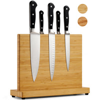 1 x RAW Customer Returns LARHN Magnetic Wooden Knife Block Made of Bamboo for up to 23 cm Knives - Extra Strong Double-Sided Magnetic Knife Holder - Magnetic Knife Block Without Knives - RRP €30.16