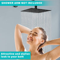 1 x RAW Customer Returns JINYOMFLY 8 inch rain shower head made of 201 stainless steel, rain shower head adjustable, head shower with anti-limescale nozzles, shower head rain shower with self-cleaning nozzles square 1  - RRP €17.99